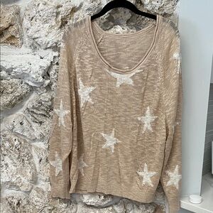 Beige Star Pattern Sweater